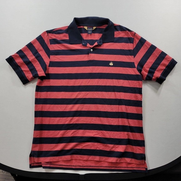 Brooks Brother Performance Knit Polo Shirt Mens XL Red Blue Stripe Sheep Logo - Picture 2 of 9